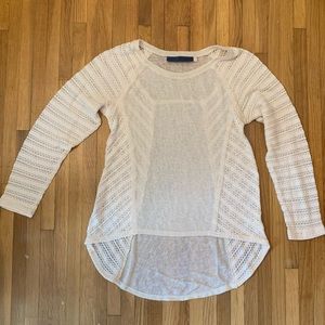Cream Fall Sweater with Distressed Seams Large